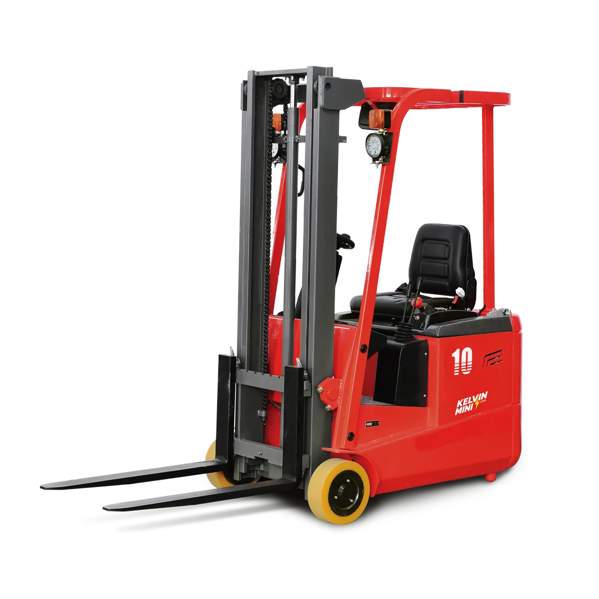 Red forklift on a white background