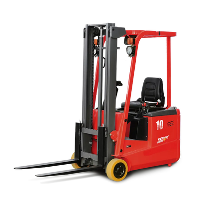 Red forklift on a white background
