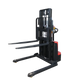 Electric pallet stacker forklift from Kelvin Engineering Ltd, black with red accents