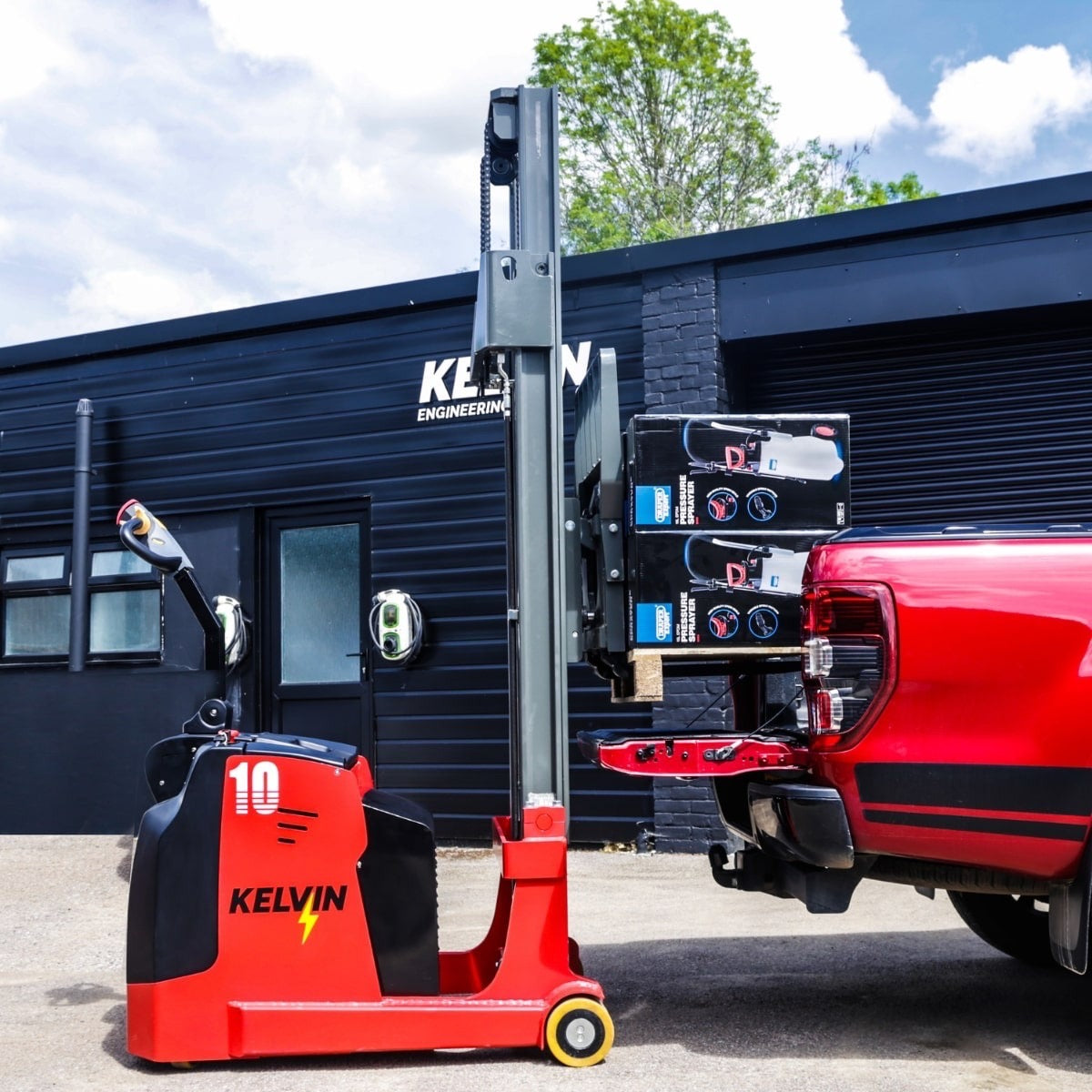 Stacker Box Red Kelvin PF10 Pedestrian Stacker – Compact 1000 kg