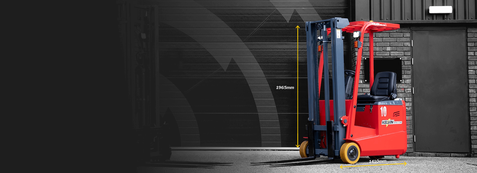 Kelvin Mini Forklift infront of warehouse